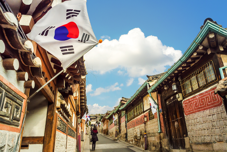 architecture at Bukchon Hanok Village in Seoul, South Korea