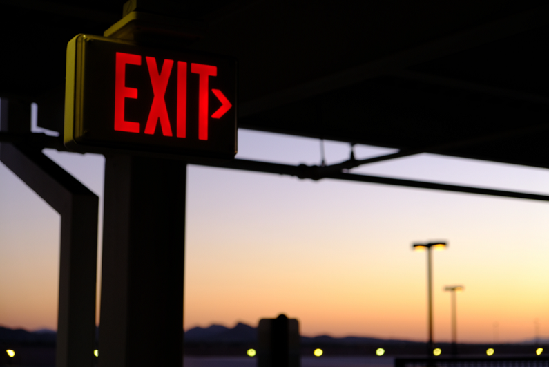 exit sign in parking lot