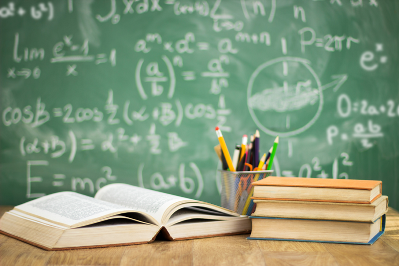 school books on desk