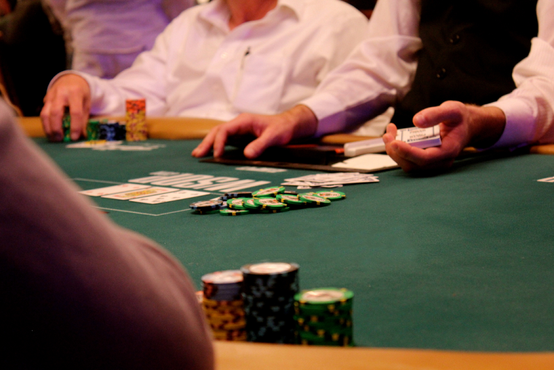 Low-angle view of table at World Series of Poker