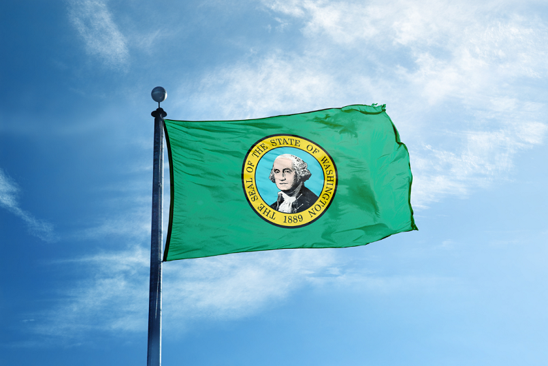 state of Washington flag on the mast