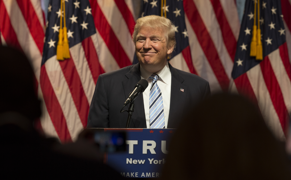 Donald Trump speaking during a press conference