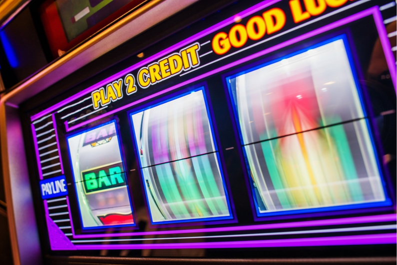 Reels spinning on a slot machine