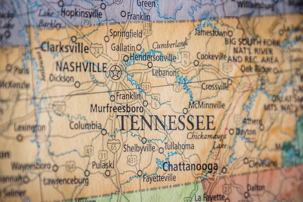 Map of Tennessee