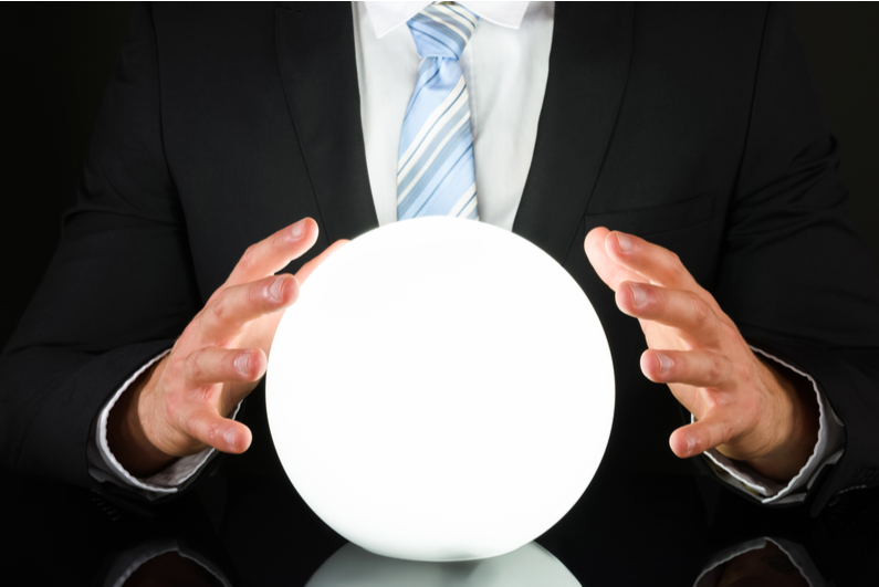 Businessman with crystal ball